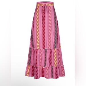 Commense Pink and Yellow Striped Maxi Skirt